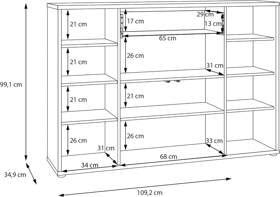 Forte Alice Springs Schuhschrank 150, modern-minimalistisch, 4-türig, 1 Schublade, Flur, Holzwerksto