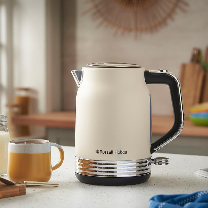 Russell Hobbs Wasserkocher [1,7L, 2400W] Hanley Retro Jasmine (Edelstahl, Vintage Design, Perfect Po