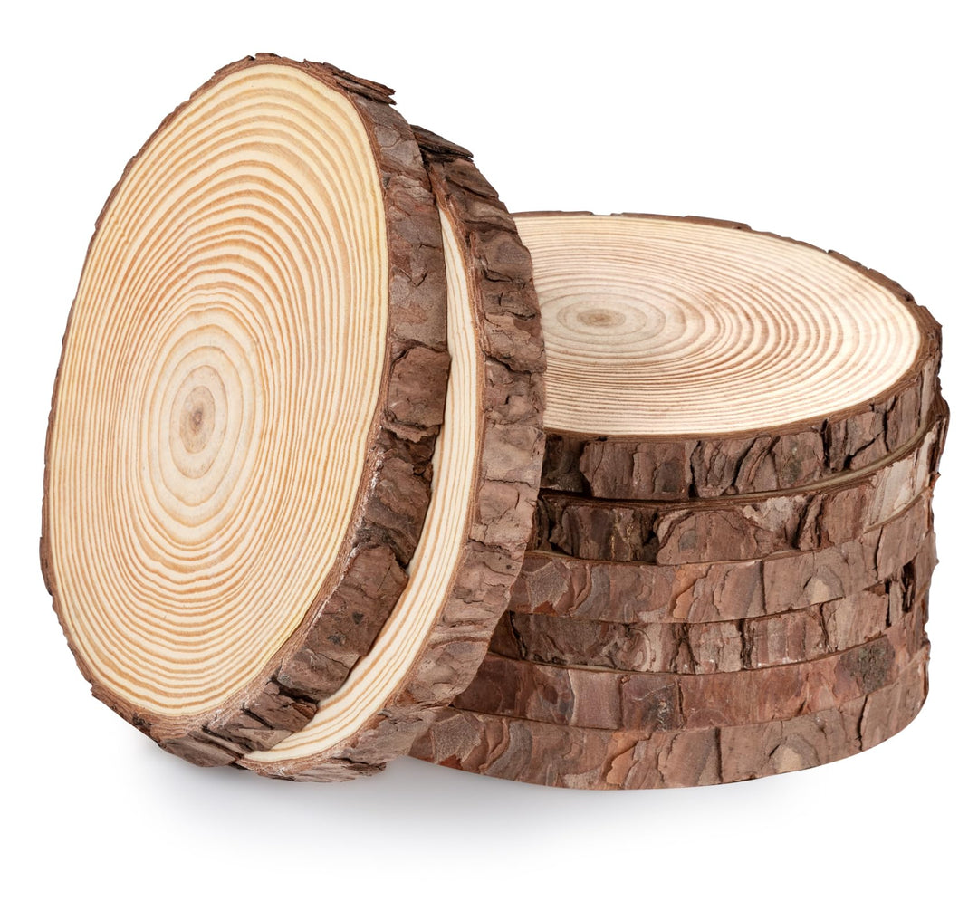 Holzscheiben 16er Set 15-17 cm Runde Baumscheiben ohne Loch – Unbehandelte Holz Log Scheiben aus Kie