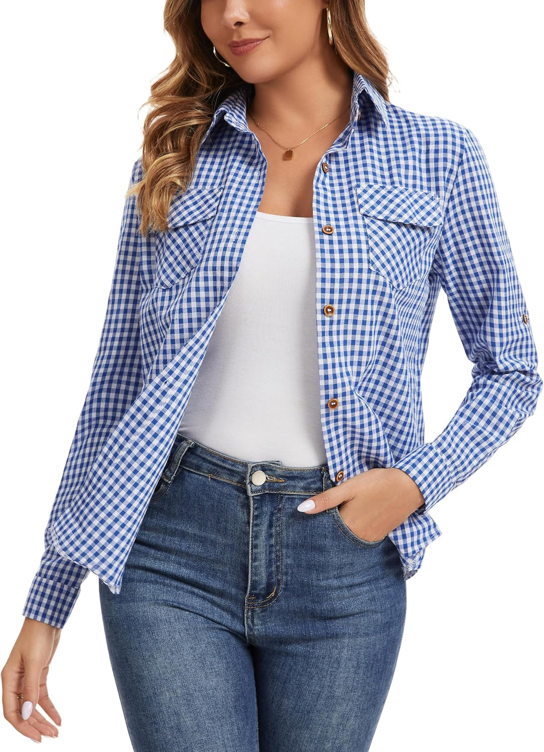 Yukiuiny Damen Karierte Bluse 100% Baumwolle Langarm Weiches Flanellhemd Casual Button-down Holzfäll