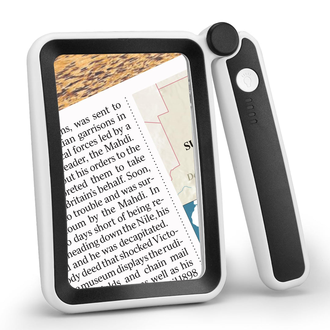 5-fache Lupe, verbesserte grosse Lupe zum Lesen, LED dimmbar, leichte Handlupe für Senioren, Lesen v