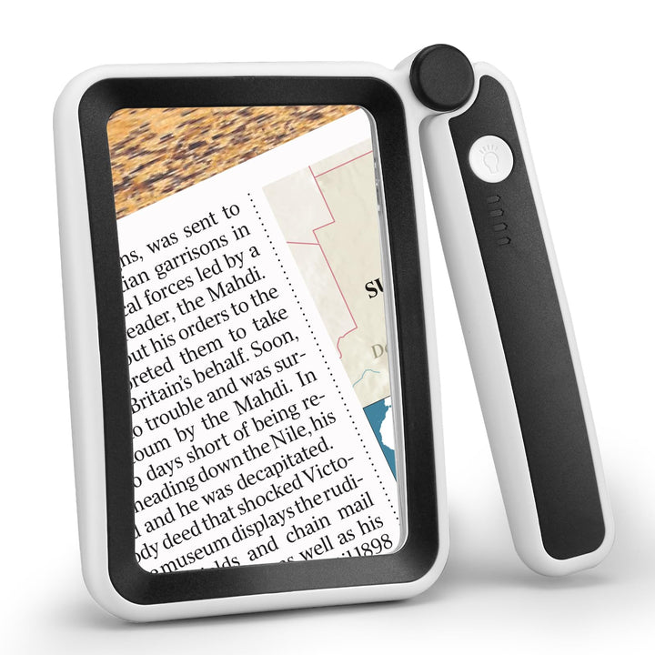 5-fache Lupe, verbesserte grosse Lupe zum Lesen, LED dimmbar, leichte Handlupe für Senioren, Lesen v