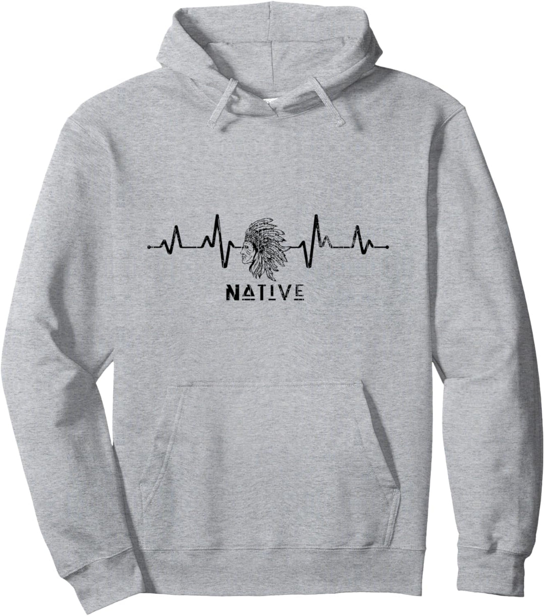 Native Pride Heartbeat Lustige American Day Grafik Pullover Hoodie