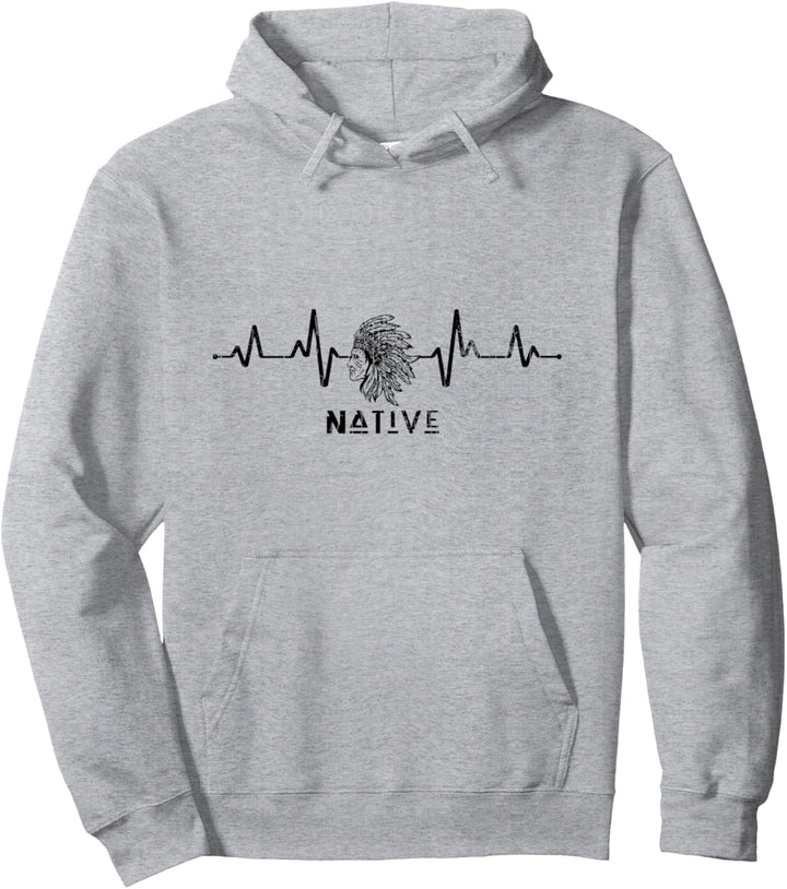 Native Pride Heartbeat Lustige American Day Grafik Pullover Hoodie