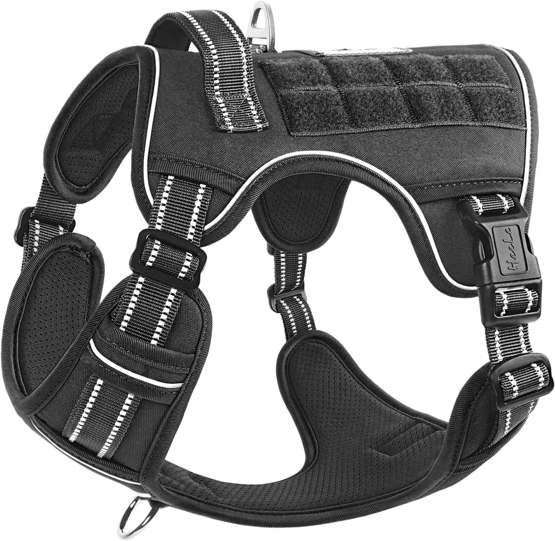 HEELE Hundegeschirr, Metall Taktisches Geschirr, Taktische Hundeweste, Service Hundegeschirr, MOLLE