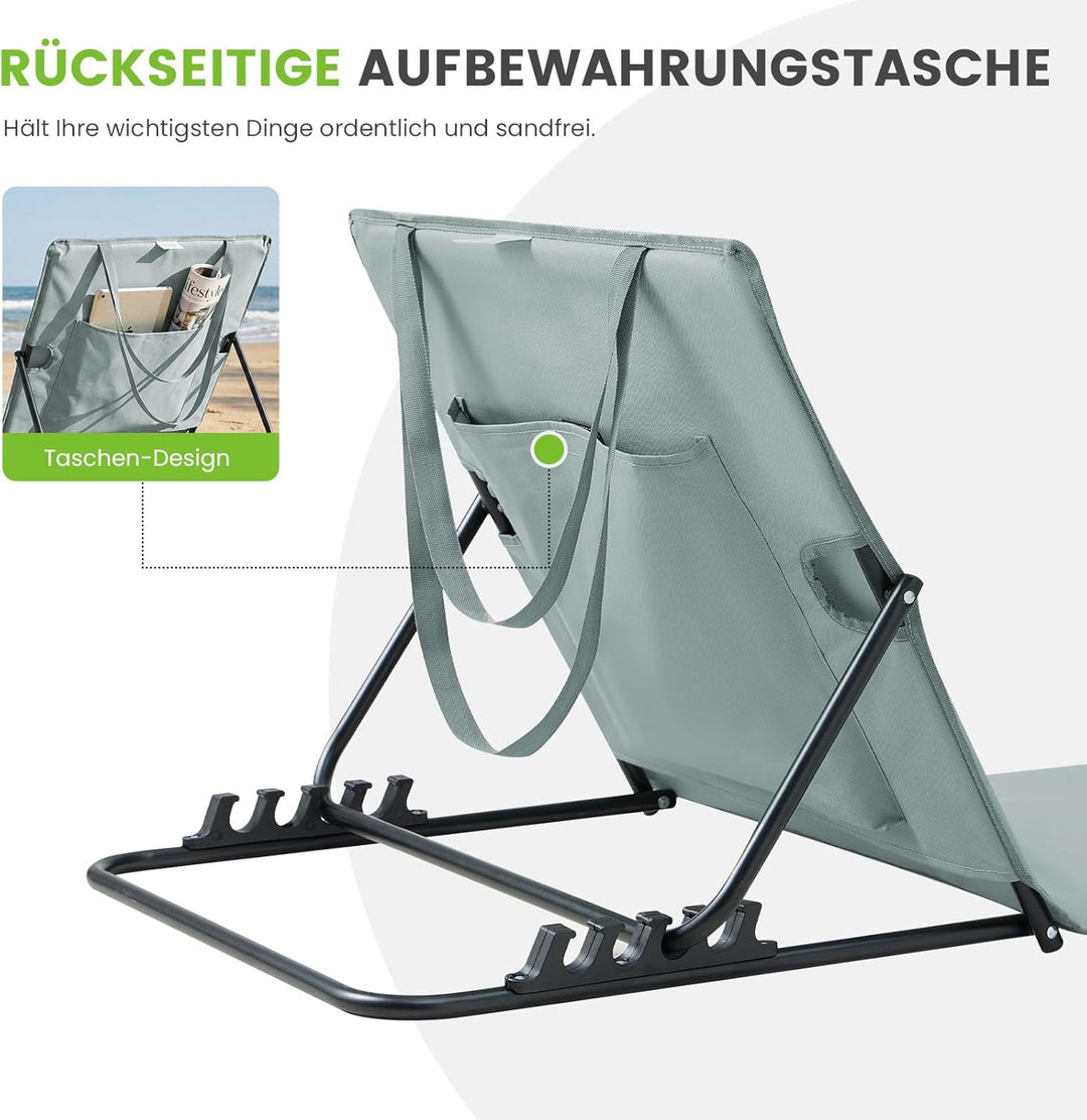 Palawano Sonnenliege für Garten & Strand – Verstellbare 5-Positionen Strandmatte, Leicht & TragbarLi