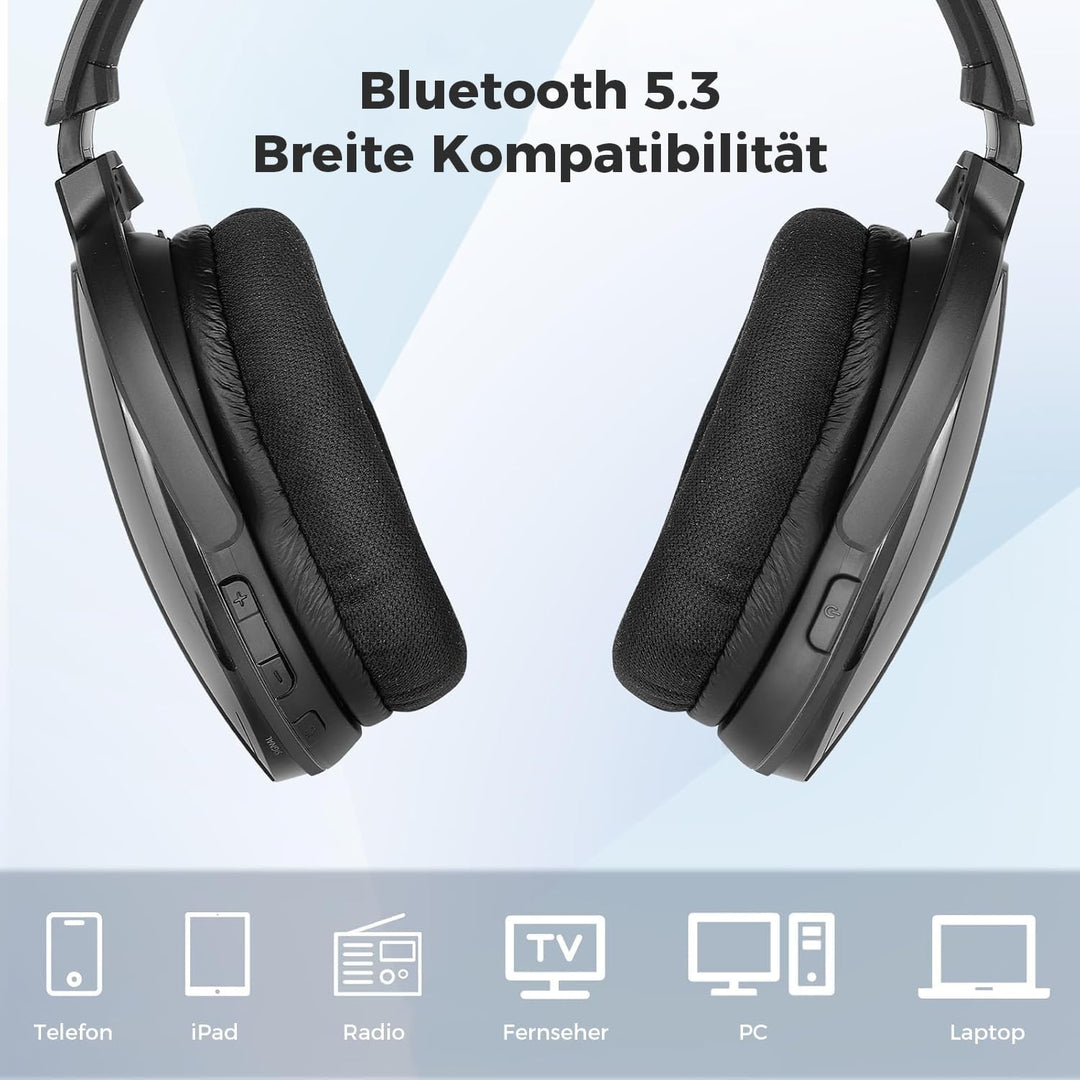 Funkkopfhörer Kabellos für TV – TV Kopfhörer Kabellos mit Ladestation & RF-Sender, Seniorenfreundlic