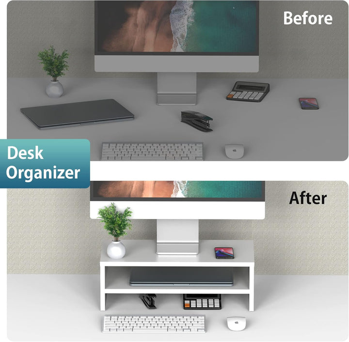 FITUEYES Monitorständer Bildschirmständer aus Holz Ergonomischem Laptop-Druckerständer für Monitor L