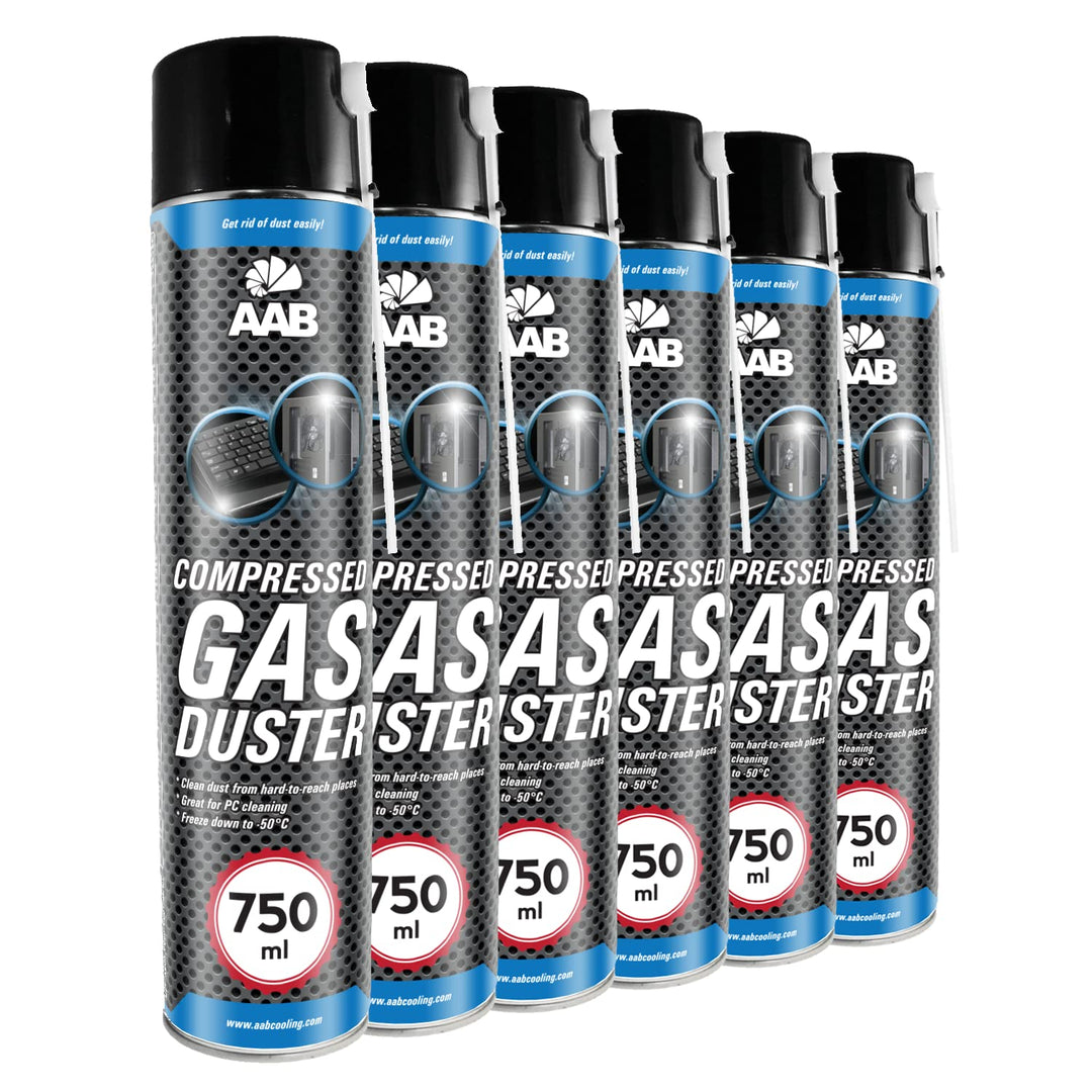 AAB Reinigungsspray 6 x 750ml, Druckluftreiniger, Druckluft aus der Dose, Reinigung von Multimedia-