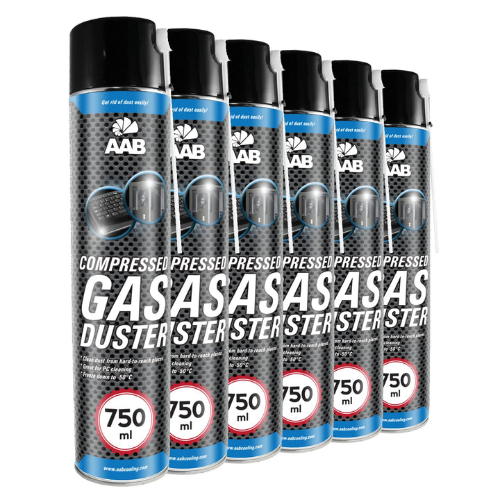 AAB Reinigungsspray 6 x 750ml, Druckluftreiniger, Druckluft aus der Dose, Reinigung von Multimedia-