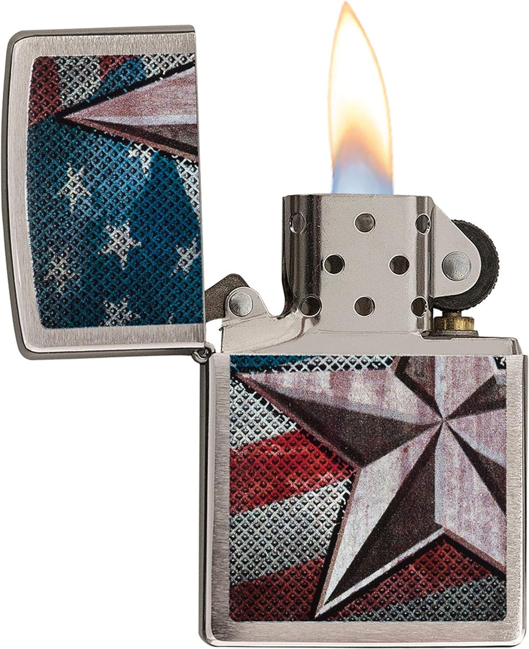 Zippo Us Army Star Winddichtes Feuerzeug Regular Edelstahloptik, Regular Edelstahloptik