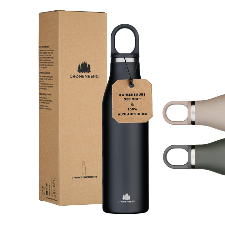 Groenenberg Trinkflasche Edelstahl 500ml oder 750ml | 100% Auslaufsicher | Thermosflasche Kohlensäur