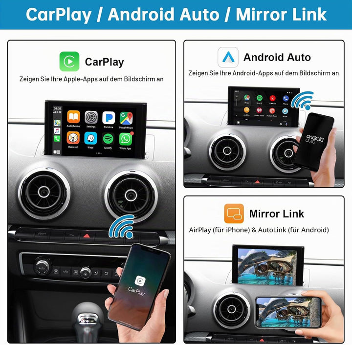 Ninetom Wireless CarPlay &amp; Android Auto Retrofit Kit Decoder für 2013–2018 Audi A3/S3, unterstützt M