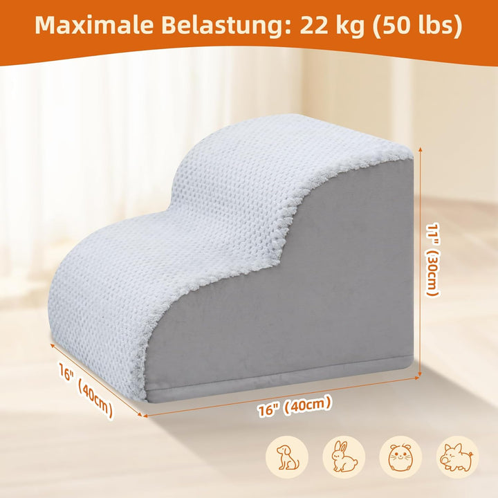 KSIIA Hundetreppe 2 Stufen, 30cm Hoch Haustiertreppe Hundetreppe für Kleine Hunde, Katzentreppe Hund