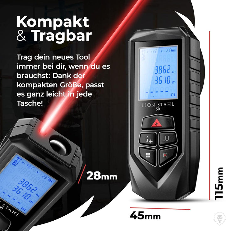 Germany Laser-Entfernungsmesser von 5cm-50m Innenbereich, Laser-Champion, Keep-Balance, inkl. Batter