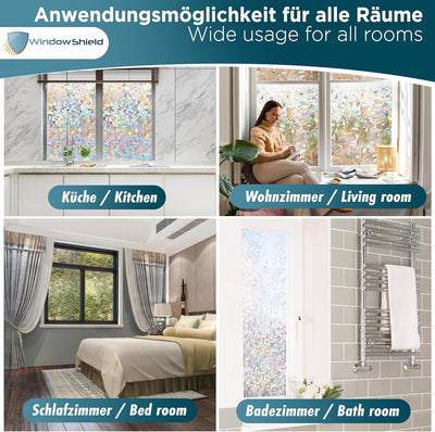WindowShield® Fensterfolie Blickdicht mit Regenbogenmuster | Video-Anleitung | Sichtschutz Fenster |