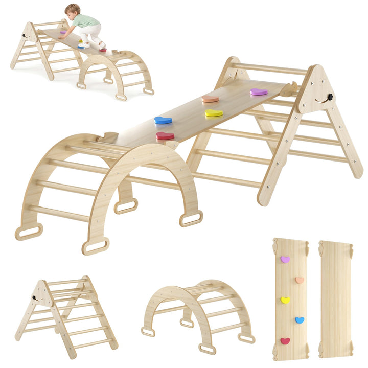 ACXIN 3-in-1 Montessori Klettergerüst Indoor für Kinder mit Kletterdreieck und Kletterbogen, Indoor