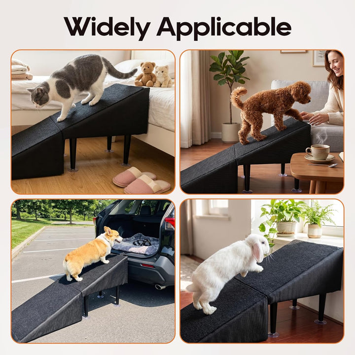 Hundetreppe Klappbar, 2-in-1 Hunderampe & Hocker für Bett und Sofa, 36x36x28cm, mit Saugnapfhalterun