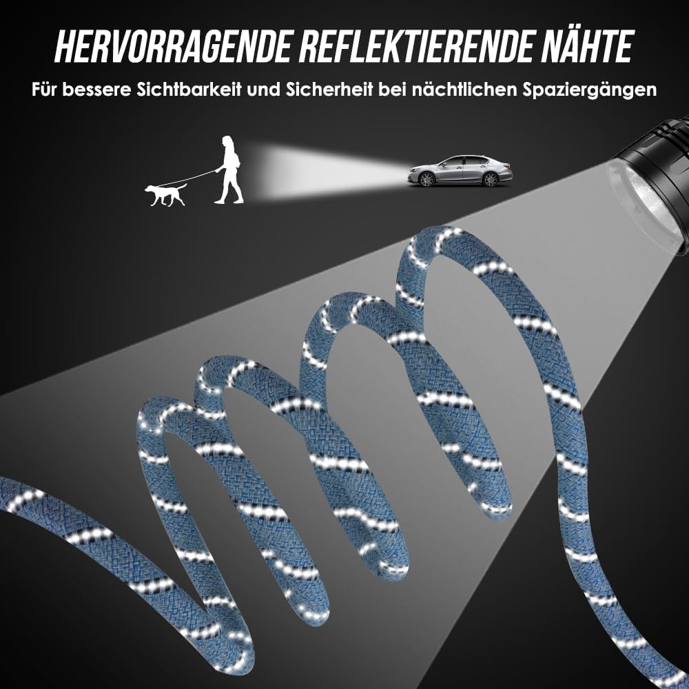 Hundeleine 3m für Kleine mittelgrosse Hunde, 8in1 Schleppleine mit 3 Verstellbare Schnalle und Griff