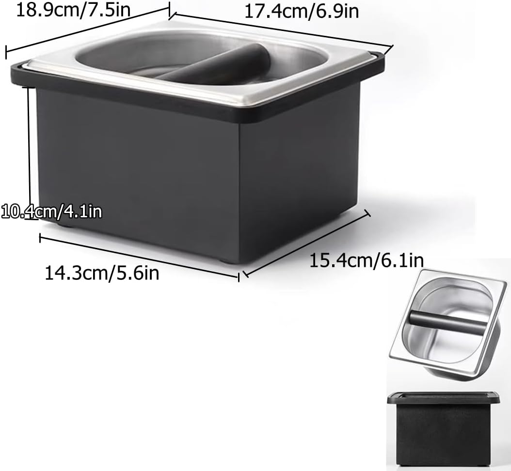 Gocoffun Espresso-Kaffee-Klopfbox, Edelstahl-Kaffee-Puck-Behälter, mit geräuschreduzierendem Gummiri