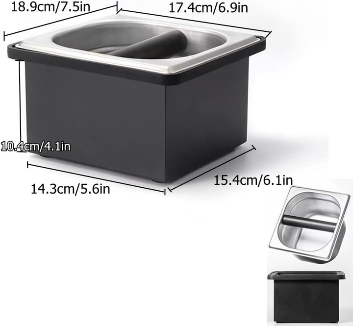Gocoffun Espresso-Kaffee-Klopfbox, Edelstahl-Kaffee-Puck-Behälter, mit geräuschreduzierendem Gummiri