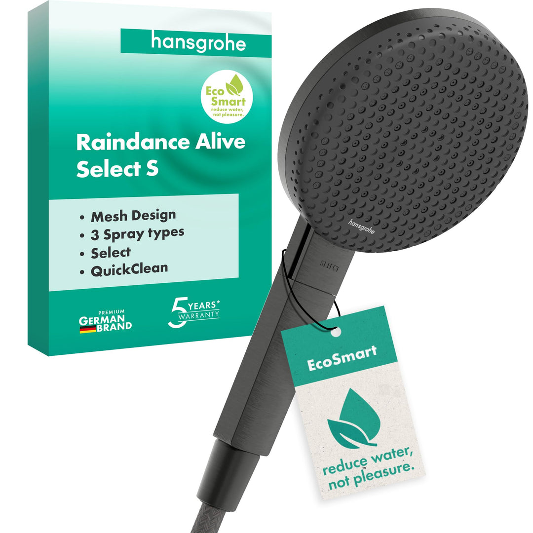 hansgrohe Raindance Alive Select S - wassersparender Duschkopf 7,1 l/min (EcoSmart), Handbrause mit