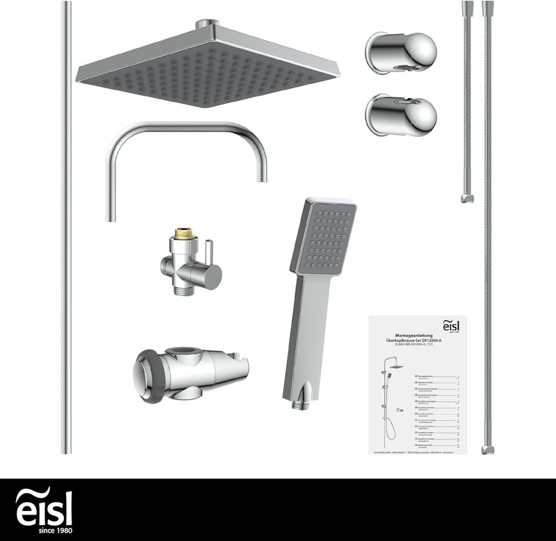 EISL EASY ENERGY Duschset, Duschsäule 2 in 1 mit grosser Regendusche (176 x 176 mm) und Handbrause,