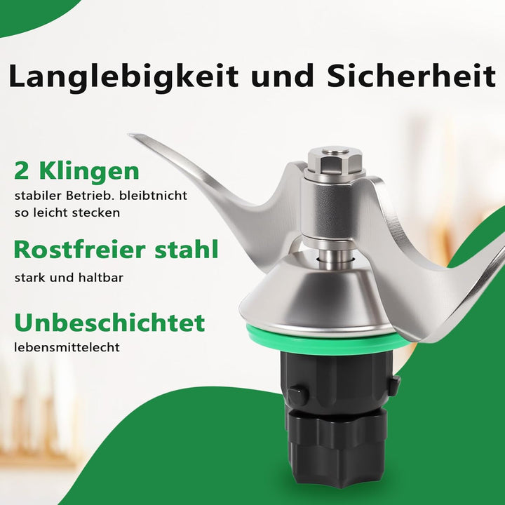 Edelstahl Teigmesser für Vorwerk Thermomix TM6 / TM5, Präzises Mixmesser Ersatzteil, Kein Teigrückst