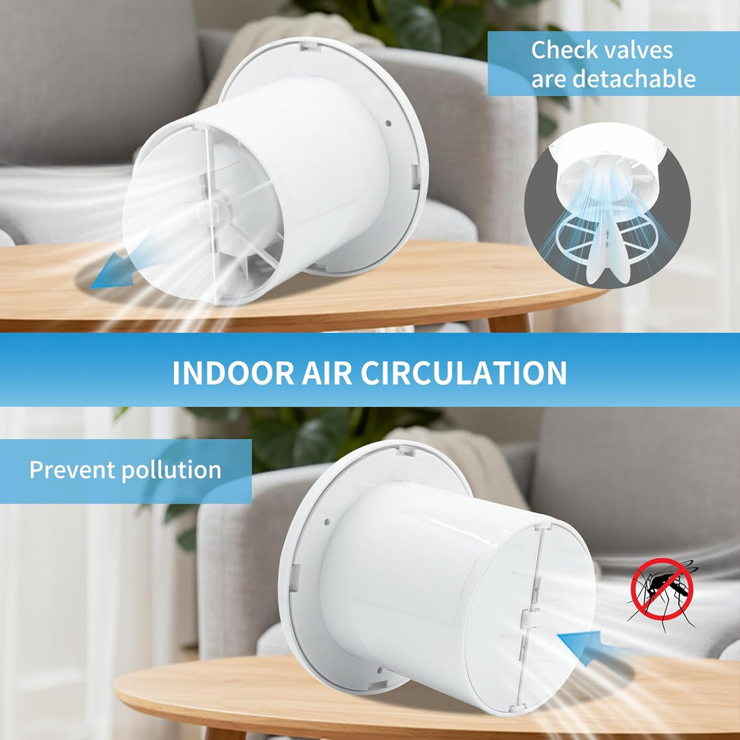 FanGoFast Badlüfter 100mm, Abluftventilator Leiser mit Rücklaufklappe, 120m³/h, 14W Leistungsstarke