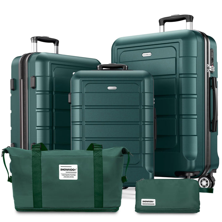 SHOWKOO Kofferset 5 Teilig Hartschale Leicht ABS+PC Erweiterbar Reisekoffer Haltbar Handgepäck Sets