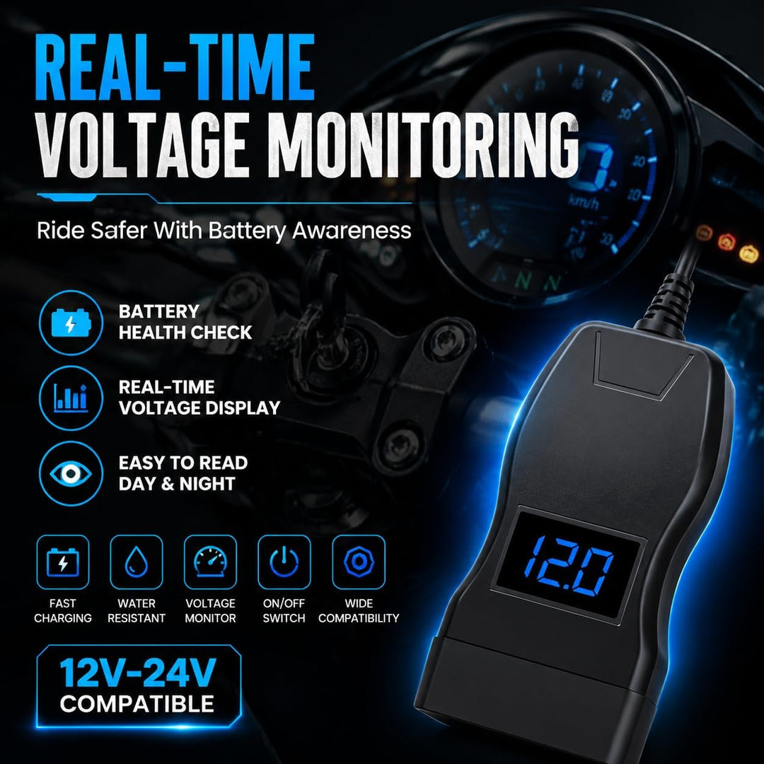 Motorrad USB Ladegerätr, PD3.0& QC3.0-Schnellladeanschlüsse, wasserdicht und staubdicht mit LED-Volt