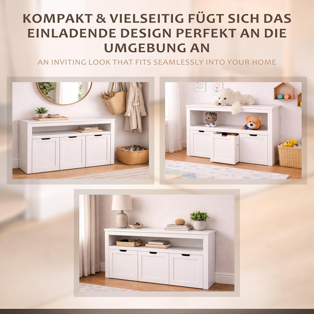 ONVAYA Sideboard mit Rollboxen - Praktisches Kinder Bücherregal und Kuscheltier Aufbewahrung - Moder