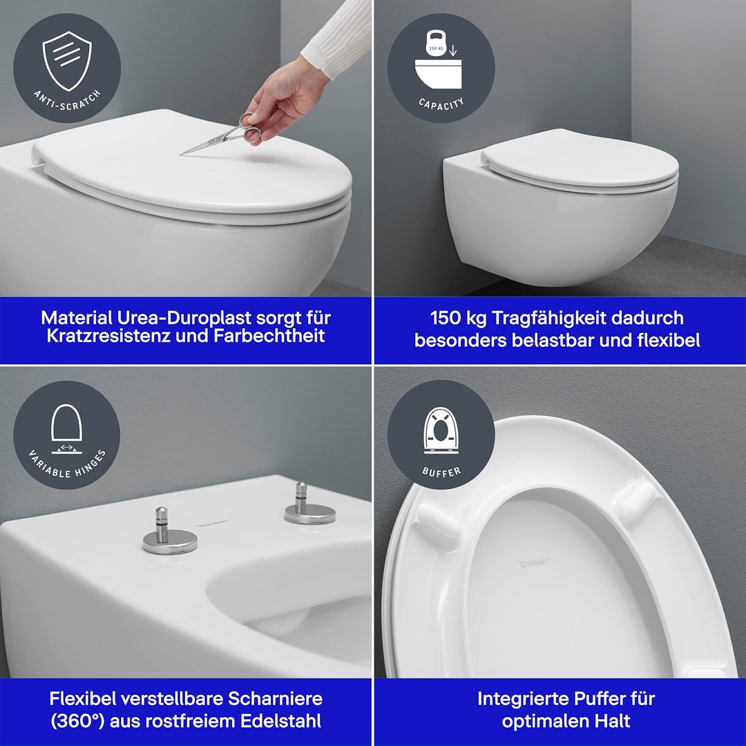 Duravit Universal Toilettendeckel mit Absenkautomatik, WC Sitz Quick Release für einfache Montage, K