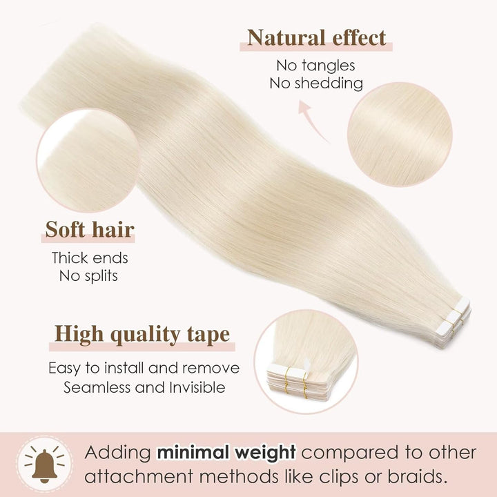 TESS Tape in Extensions Echthaar Platin blonde 40 Stück 100g Echthaar Tapes in Extensions Glatt Haar
