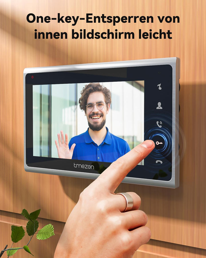 TMEZON Video Türsprechanlage 2 Draht, Türklingel mit Kamera und 7''Monitor,Gegensprechanlage mit Tür