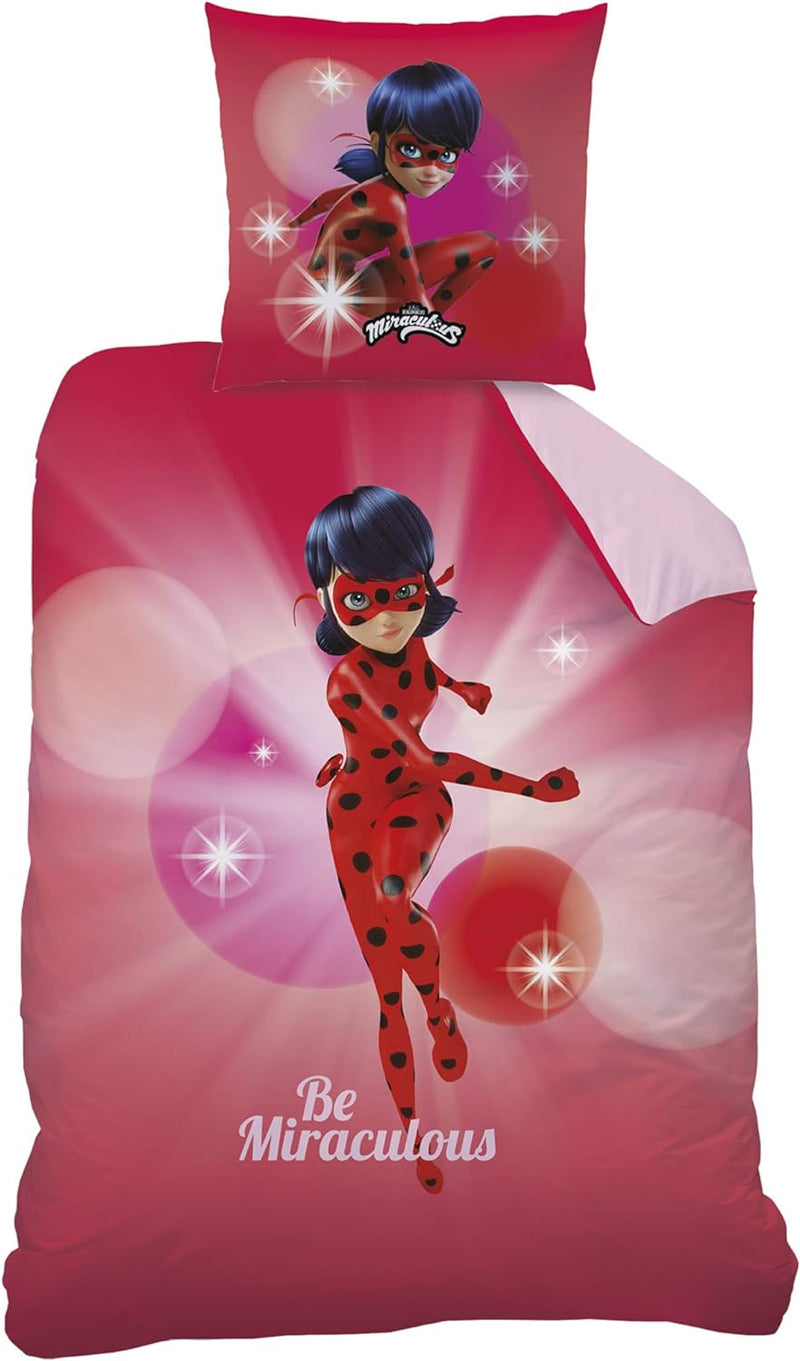 Miraculous 045197 Ladybug Heroine Bettwäsche, Baumwolle, Rosa, 140X200+63X63-taille