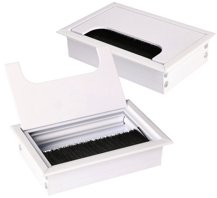 KOTARBAU® 2er Set Aluminium Kabeldurchführung 120x80 mm für Möbel Weiss Kabeldose Kabeldurchlass Eck