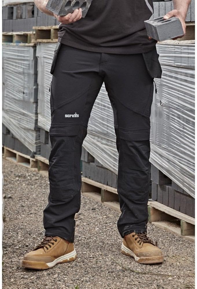 Scruffs Arbeitshose mit Holstertaschen „Pro Flex Plus“ Schwarz 30W Kurz, Schwarz 30W Kurz
