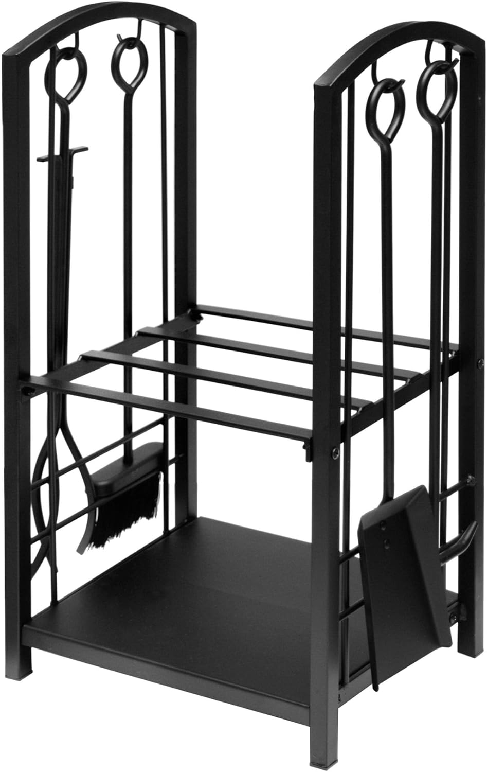 raik R1004 Raik Holzregal & Kaminbesteck Wilhelm, 4-teilig, schwarz, 74