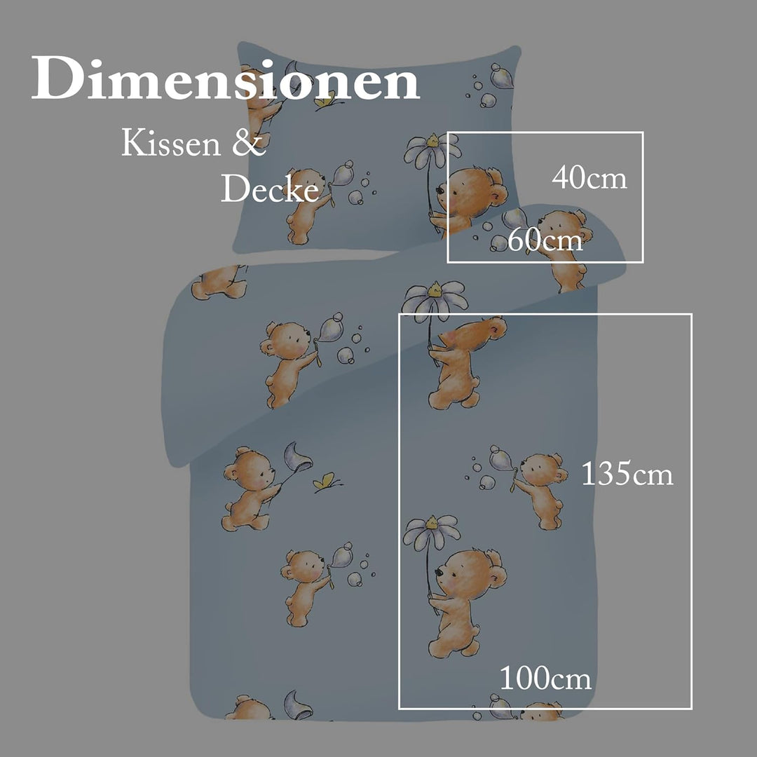 Bestlivings Kinder Bettwäsche 2-TLG (100x135cm / 40x60cm) Bettdecken Set, 100% Baumwolle - Babybettw