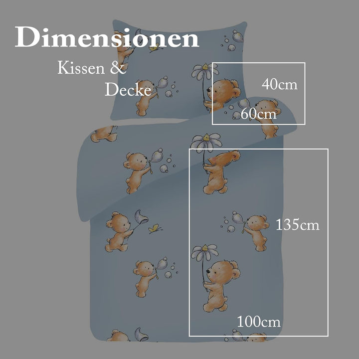 Bestlivings Kinder Bettwäsche 2-TLG (100x135cm / 40x60cm) Bettdecken Set, 100% Baumwolle - Babybettw
