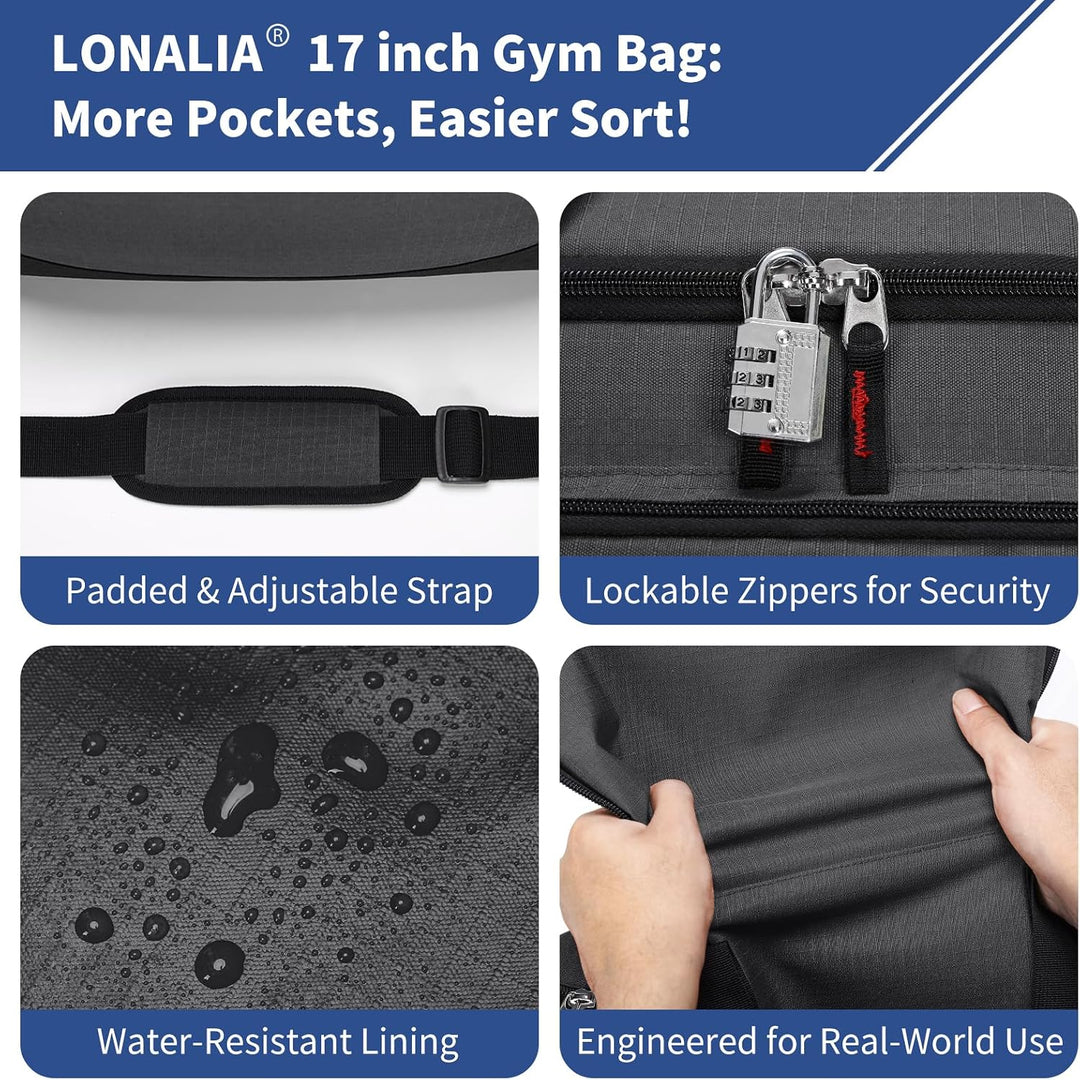 30L Kleine Sporttasche Reisetasche - 43x26x26cm Handgepäck Weekender Gym Tasche für Sport Training U