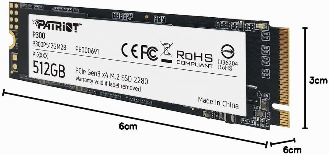 Patriot P300 512GB Interne SSD - NVMe PCIe Gen 3x4 - M.2 2280 - Solid State Drive - P300P512GM28