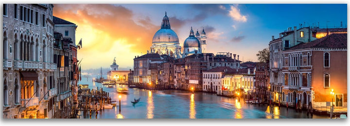 Feeby. Leinwandbild, Bilder, Wand Bild, Wandbilder, Kunstdruck 120x40 cm, Grand Canal, VENEDIG, Arch