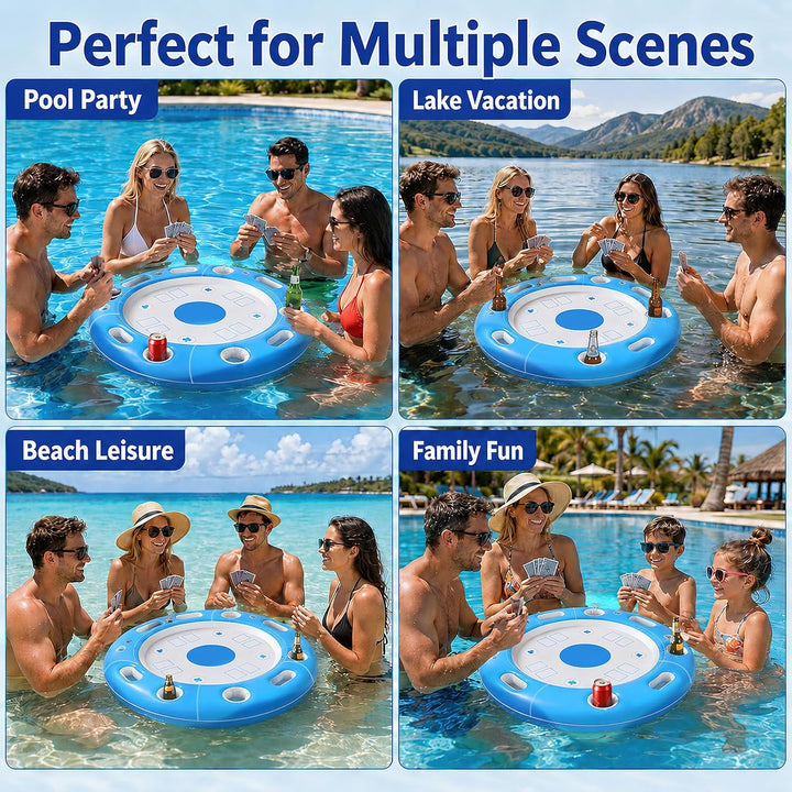 Schwimmender Spieltisch, Schwimmender Kartentisch für Pool, Aufblasbarer Kartentisch Wasser, Aufblas