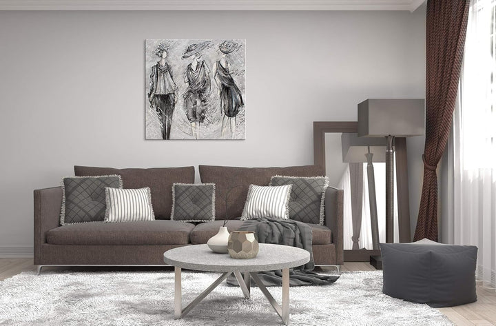 YS-Art Abstrakt Acryl Gemälde auf Leinwand Podest handgemalt Wandbild Wohnzimmer modern Wohndekor Bi