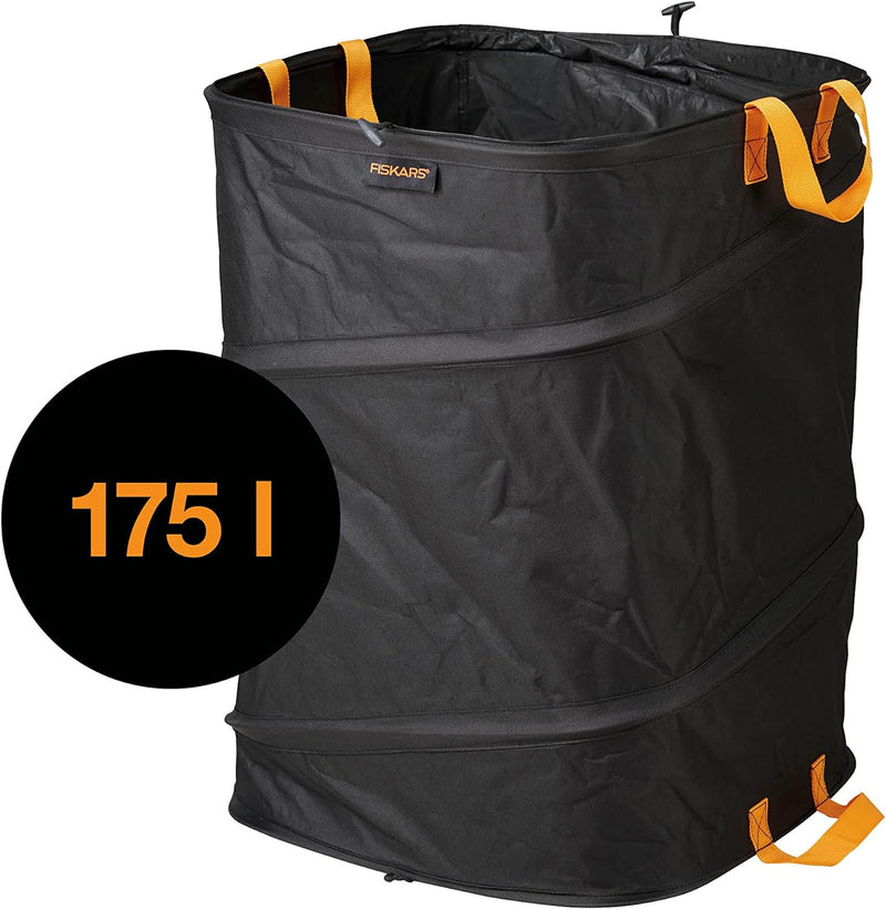 Fiskars PopUp-Gartensack mit Griffen, Platzsparend faltbar, Fassungsvermögen: 175 L, Höhe: 70 cm, Br