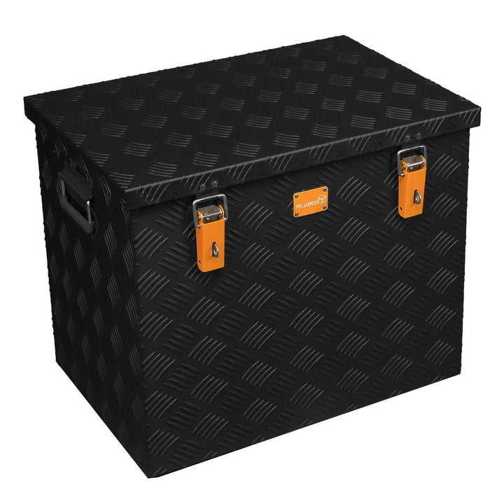 alubox Strong - Black Edition ABX-R120 Aluminium Transportkiste aus 3mm Riffelblech 120 Liter in sch
