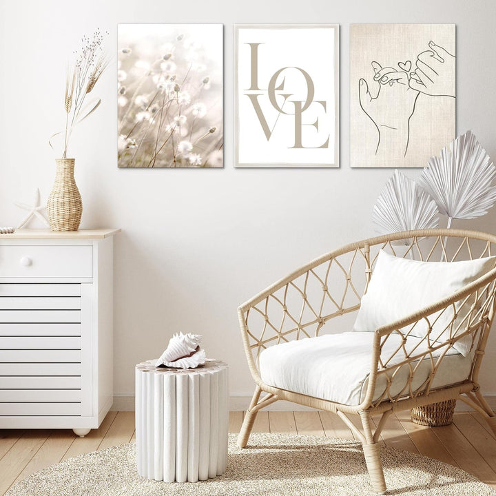 Novart Bilder Set Boho Strand - Kein Extra Rahmen benötigt - Wandbilder für Wohnzimmer Schlafzimmer