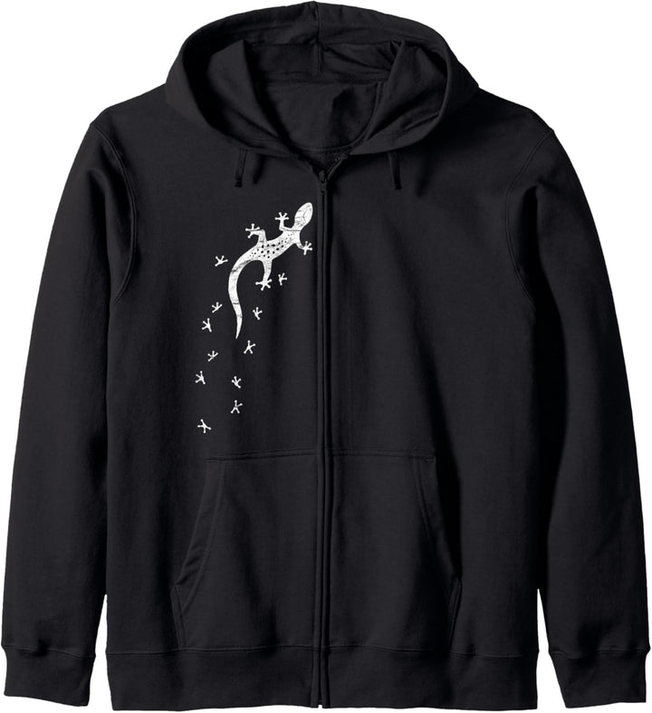 Retro Salamander mit Spuren | Cooles Leopard-Gecko Kapuzenjacke